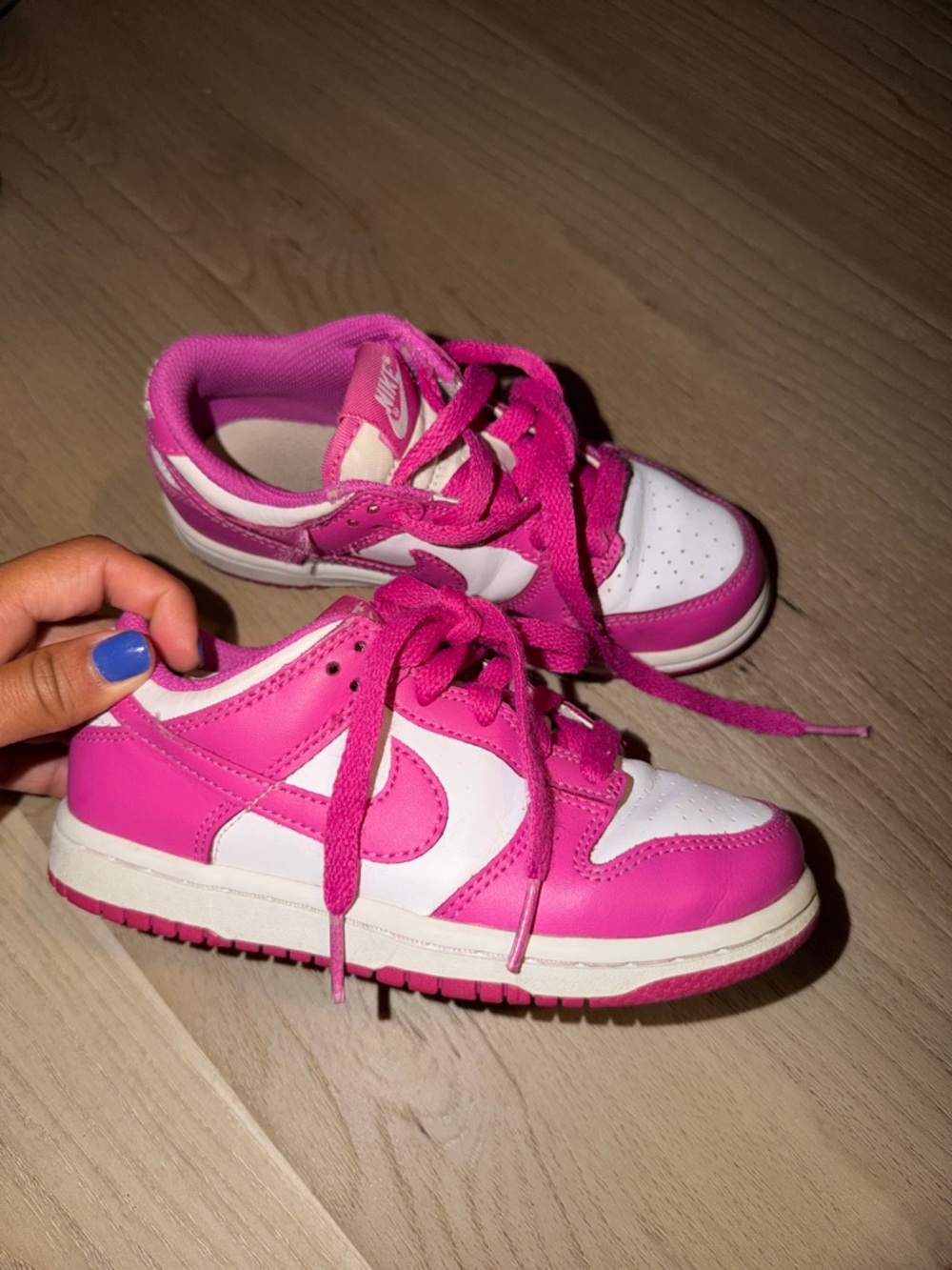Nike Kids Pink and White Low-Top Sneakers